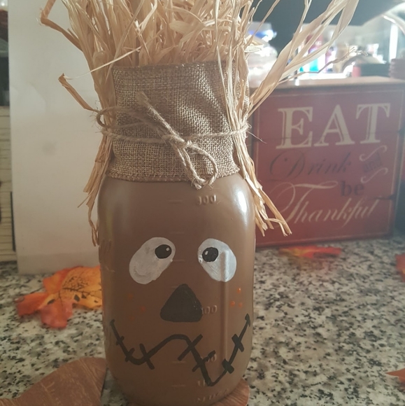 New Scarecrow Mason Jar Decor - Picture 1 of 2